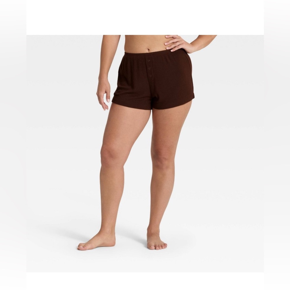 Women's Cozy Ribbed Shorts - Auden™ Brown XS